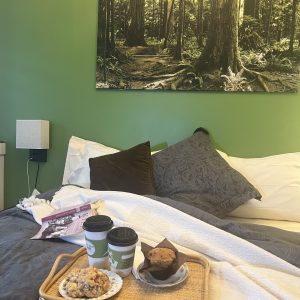 CC-02-02 - Forest primary bedroom with queen bed creates a serene retreat complete with morning treats from Owl's Nest
