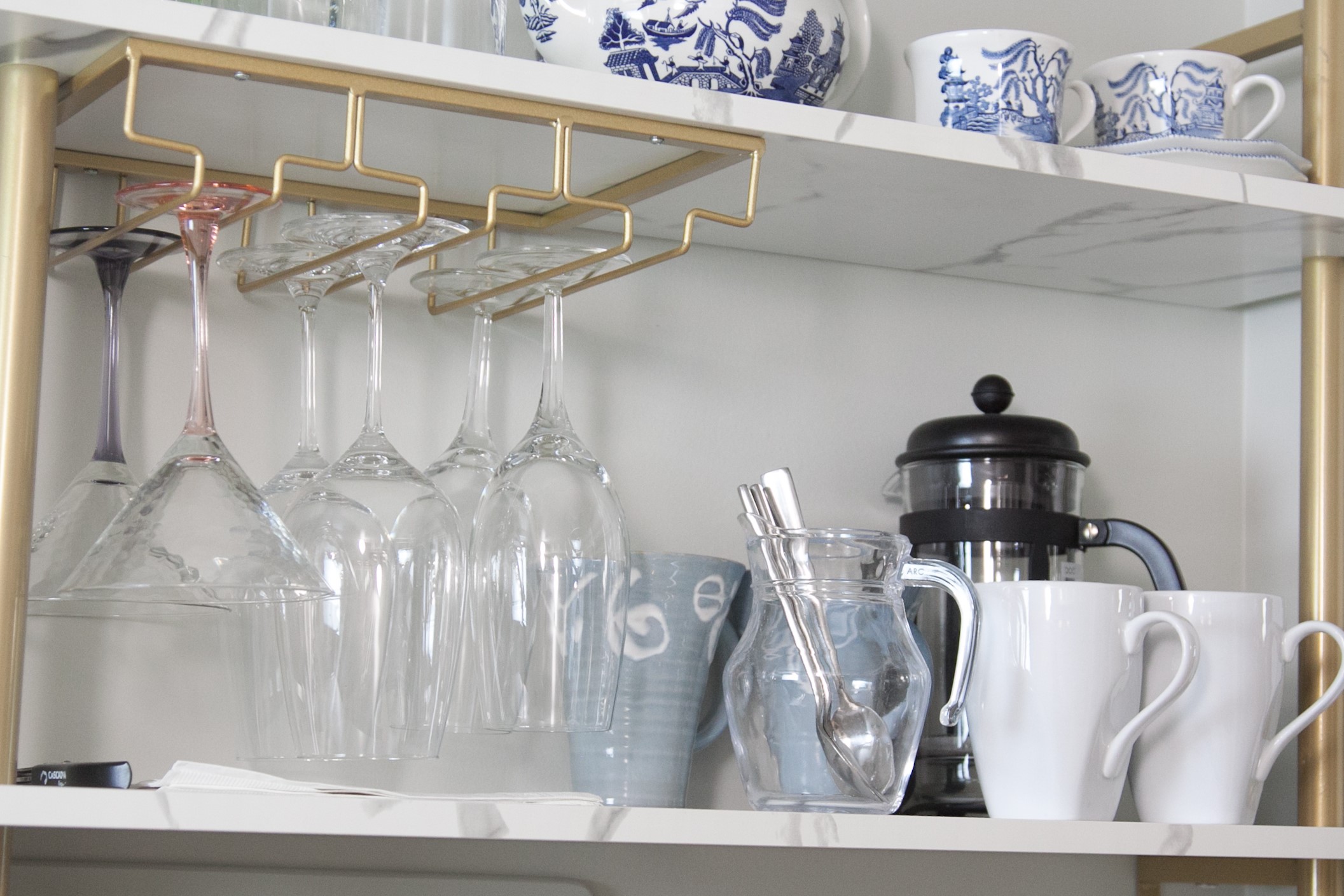 GS-03-13 - Garden Suite coffee and tea bar featuring a wine rack for celebrations or relaxing on the Potting Shed Patio